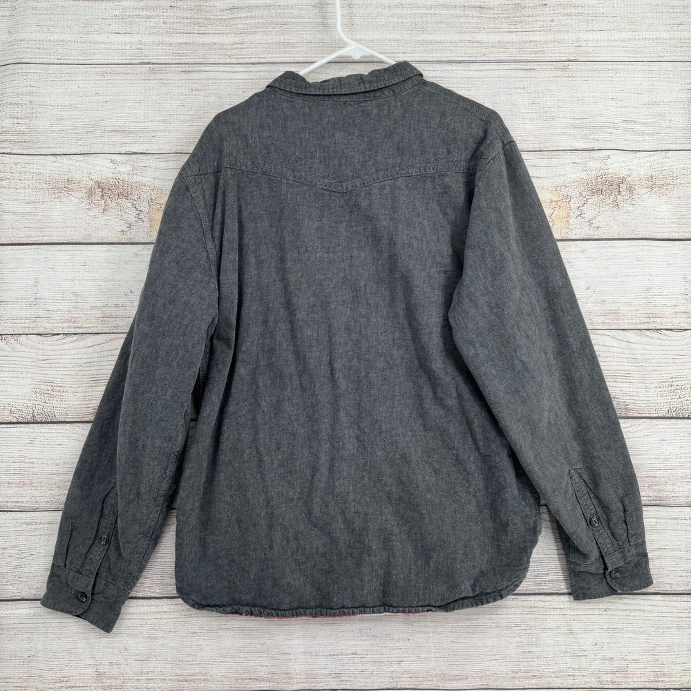 Levi's Shirt Jacket Mens XL Gray Plaid Lined Linen Blend Western Shacket - Picture 2 of 10